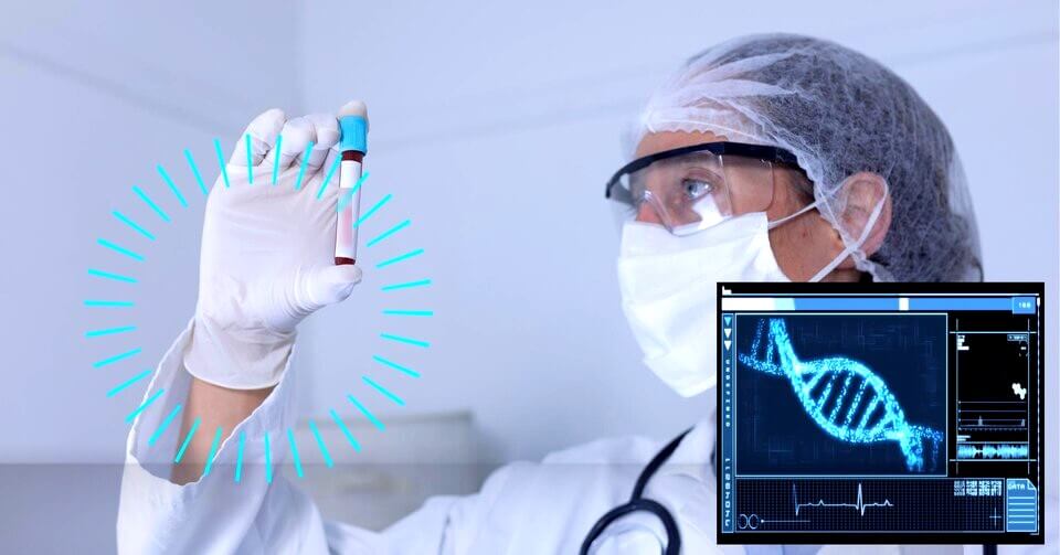 composition-portee-ecran-adn-medecin-tenant-tube-essai